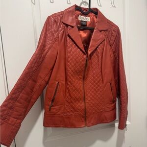 Bradley Bayou Quilted Red Leather Jacket – Size M, Vintage